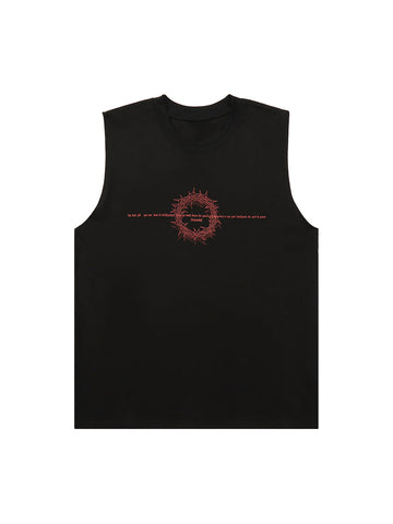 Thesupermade Thorn Ring Retro Font Street Rap Sleeveless Vest