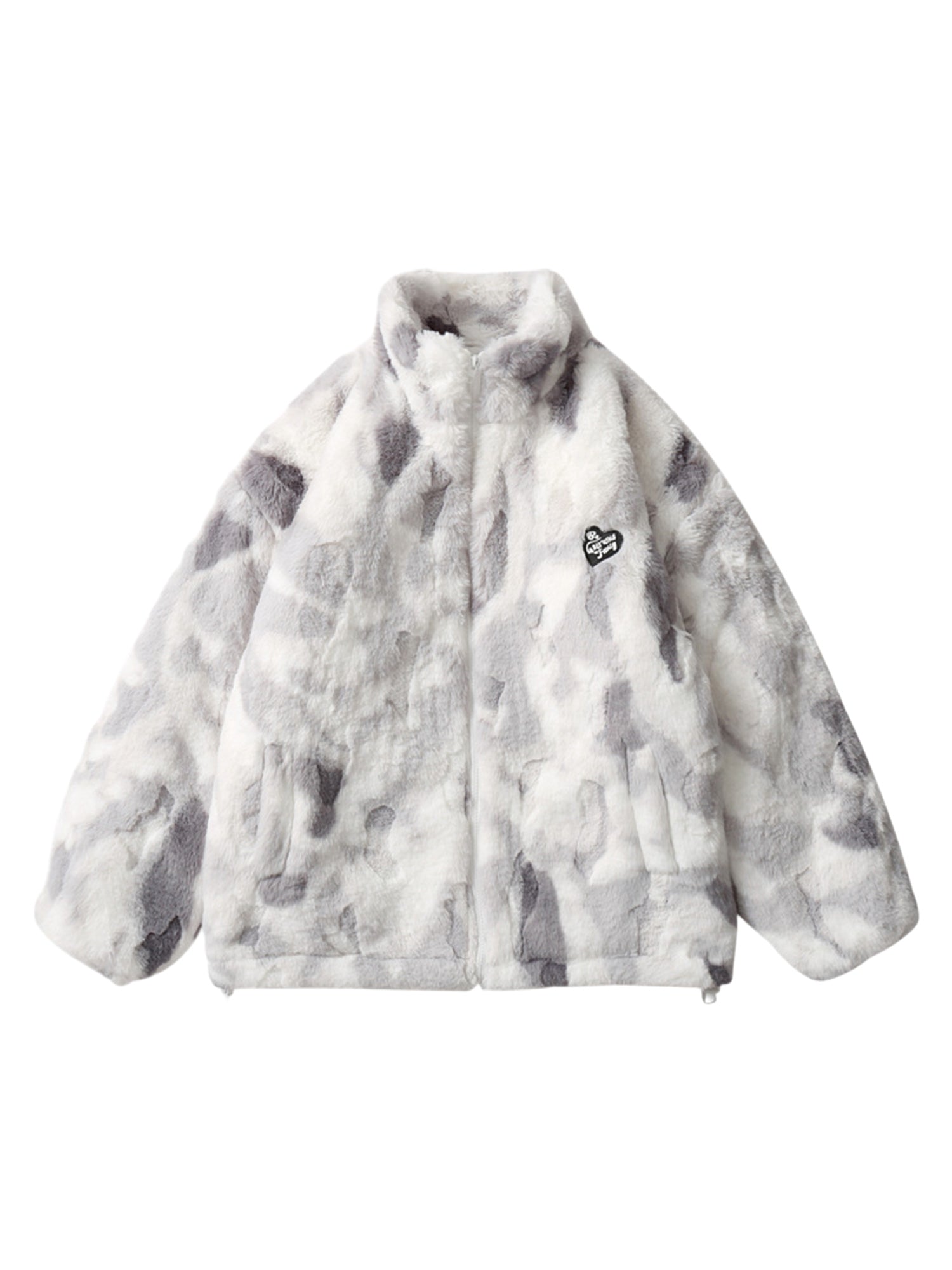 Tie-dye Stand-up Collar Sherpa Jacket - 2002