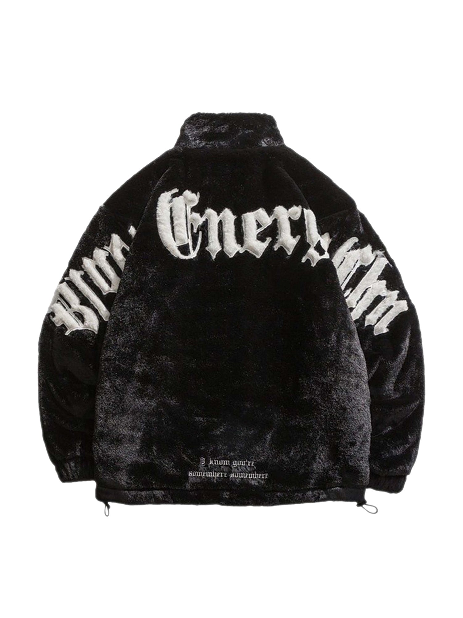 Street Letter Embroidered Plush Jacket - 1838