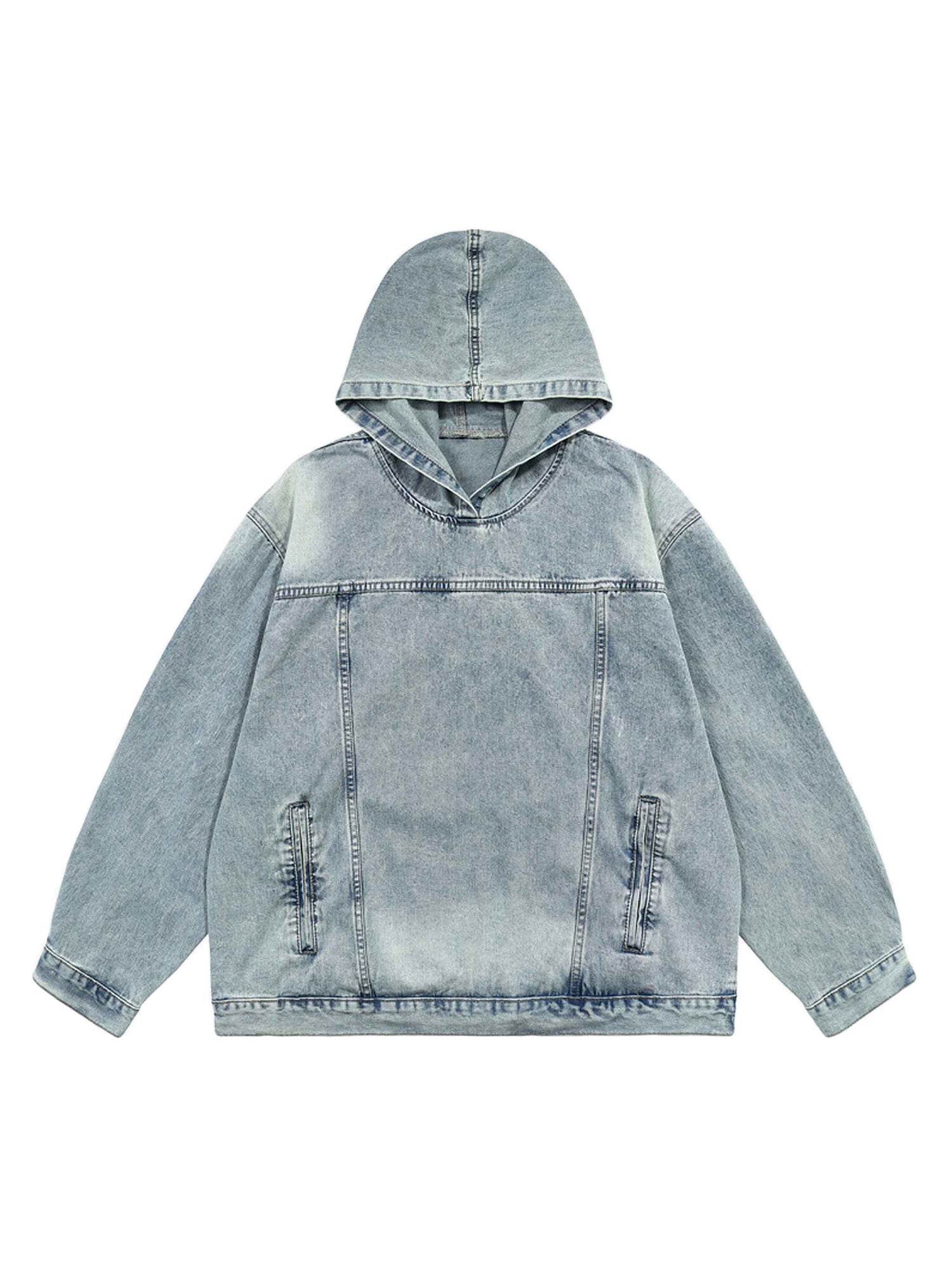 Thesupermade High Street Washed And Worn Denim Hoodie - 1464