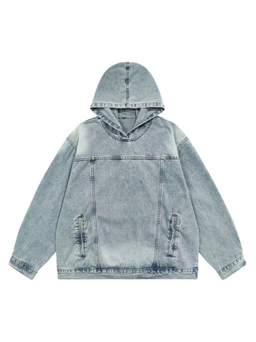 Thesupermade High Street Washed And Worn Denim Hoodie - 1464