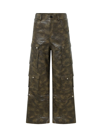 Thesupermade High Street Multi-pocket Leather Cargo Pants - 2108