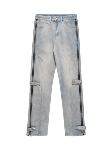 High Street Hip-hop Zipper Straight Jeans