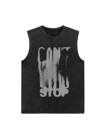 Thesupermade High Street Hiphop Washed Distressed Art Letter Vest