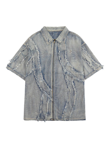 Washed Raw Edge Denim Shirt - 2064