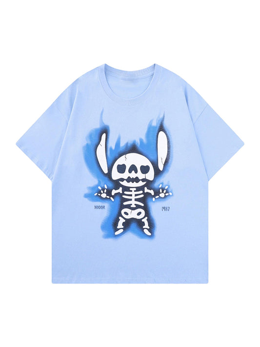 Thesupermade Retro Cartoon Print Loose T-shirt