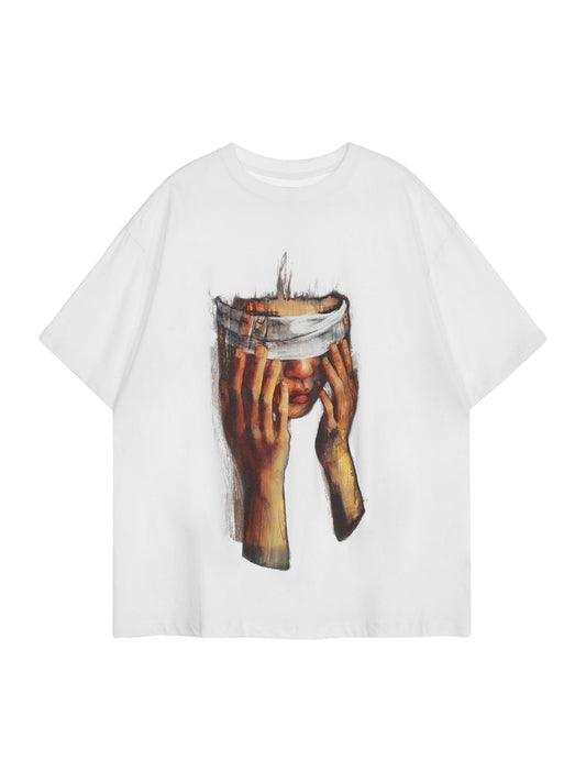 Thesupermade American Tide Loose Print Round Neck T-shirt -1640