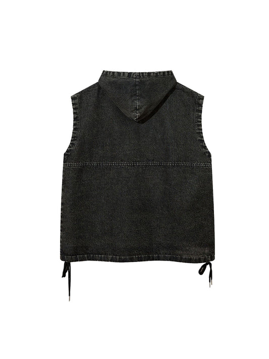 Thesupermade Washed Distressed Denim Vest