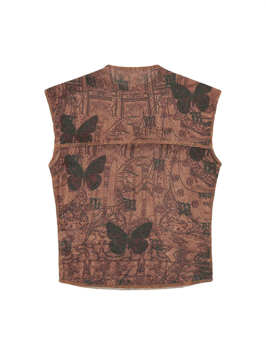 Vintage Butterfly Embroidery Pattern Vest -1605