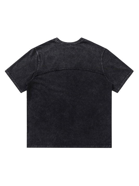 Thesupermade American Split Raw Edge Short Sleeve T-shirt