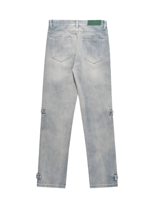 High Street Hip-hop Zipper Straight Jeans