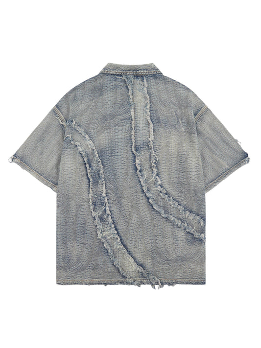 Washed Raw Edge Denim Shirt - 2064