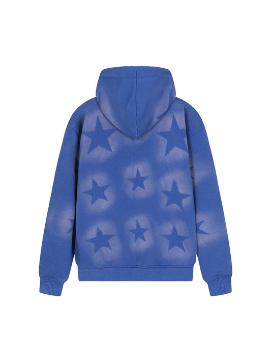 Star Letter Print Zipper Hoodie Jacket - 1540