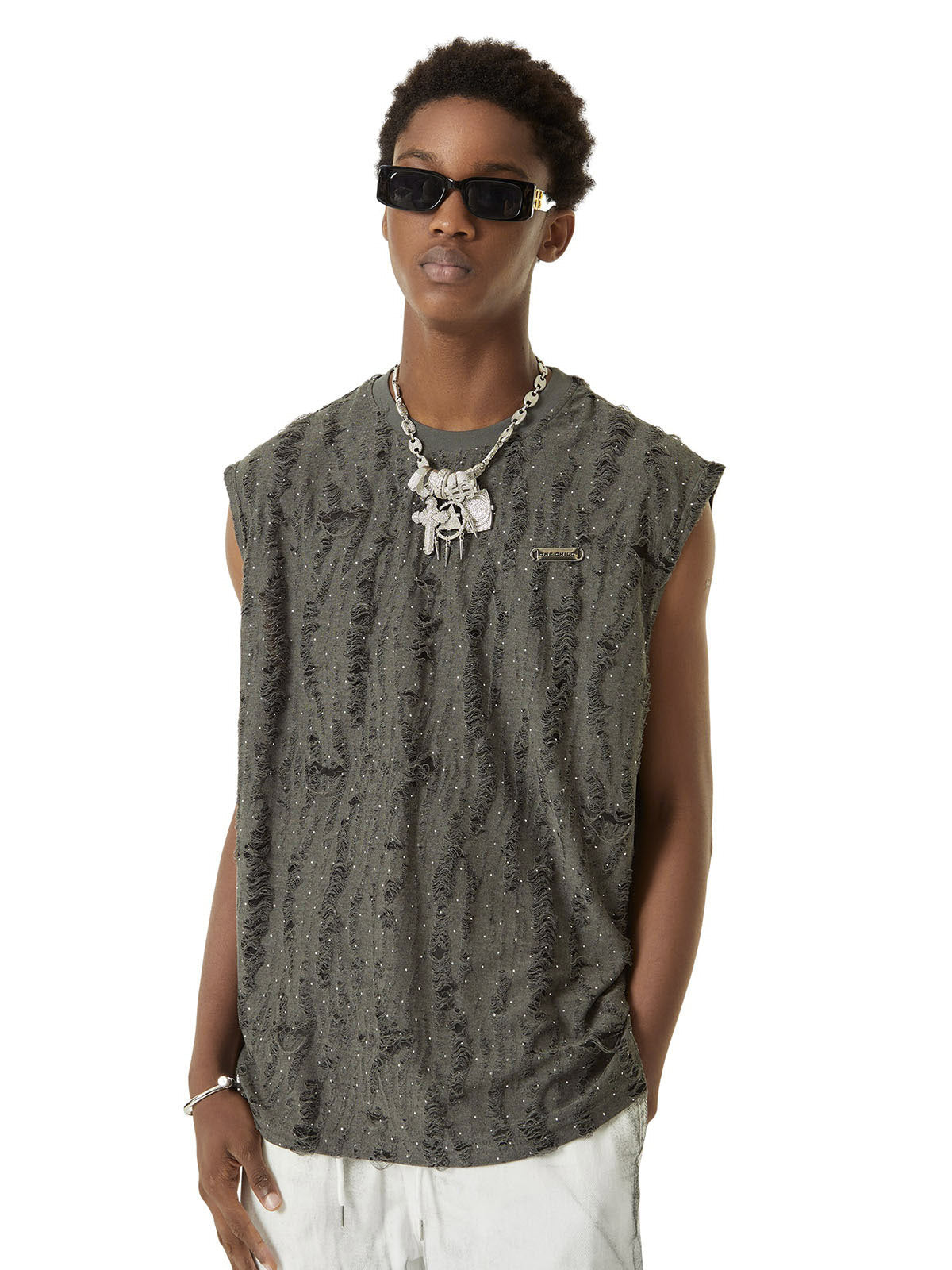 Thesupermade High Street Worn Design Diamond Texture Vest