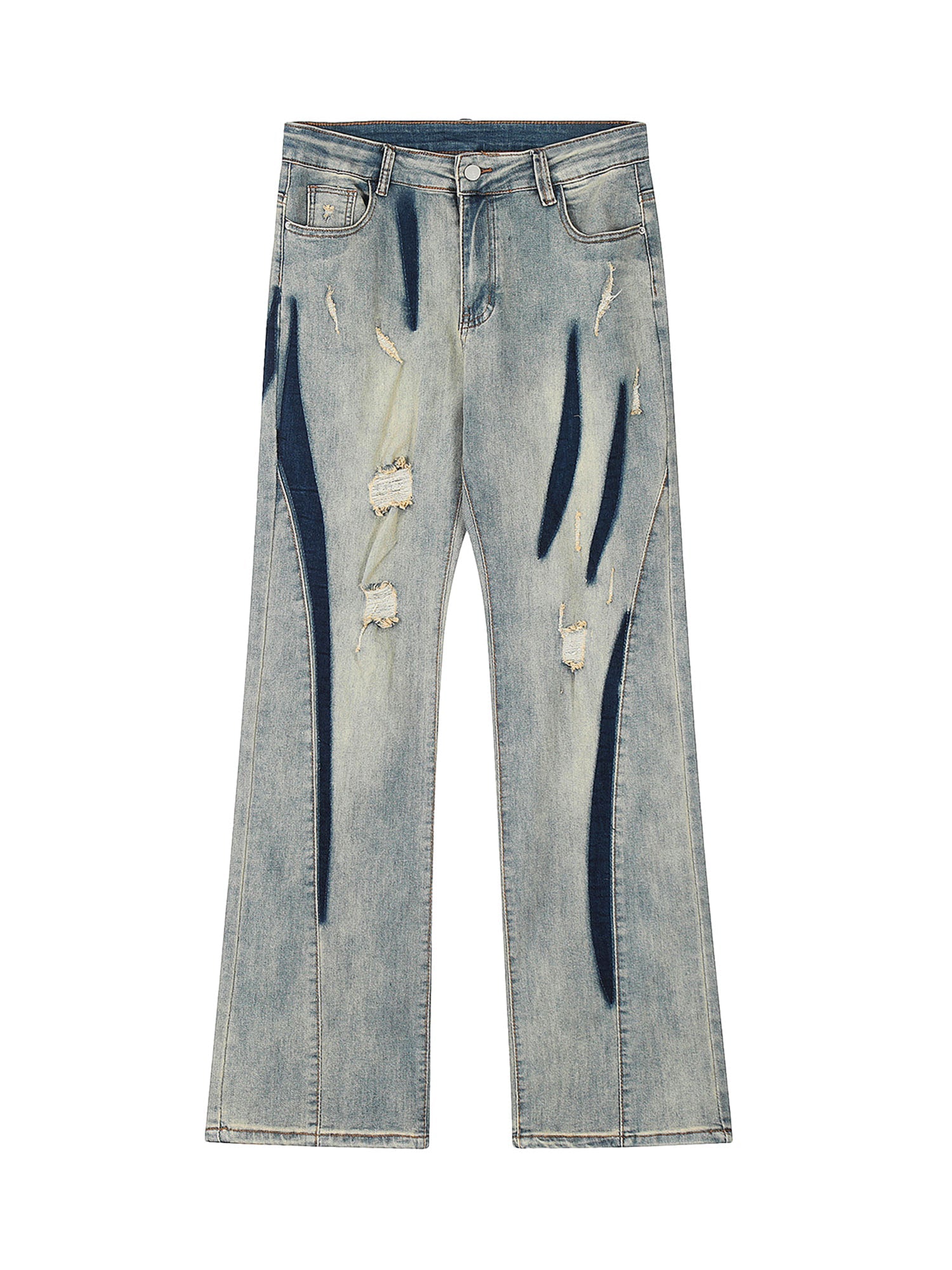 Vintage Washed Split Structure Hip-Hop Jeans