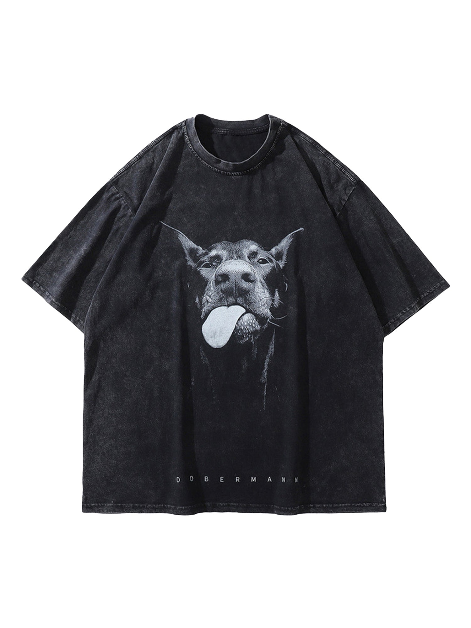 Thesupermade Retro Hip-hop Doberman Print T-shirt