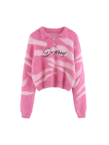 Thesupermade Sweet Cool Hot Girl Style Knitted Long-sleeved Short Sweater