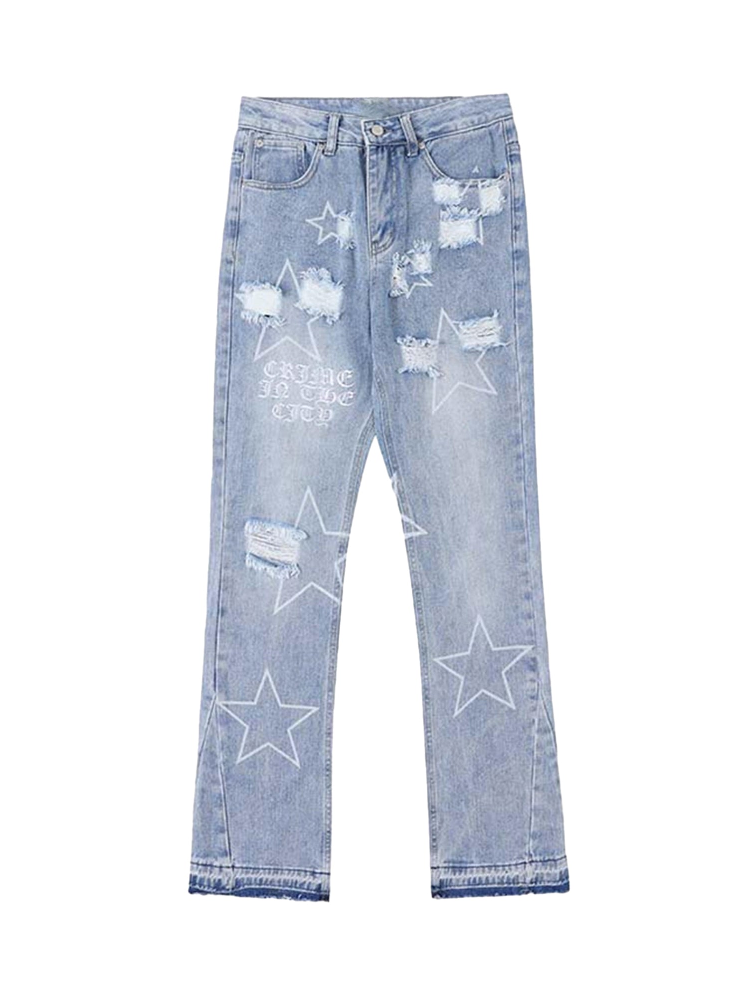 Star Print Ripped Jeans - 1741