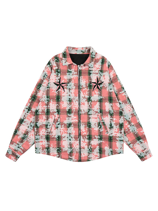 Thesupermade Street Hip Hop Tie Dye Star Embroidery Shirts