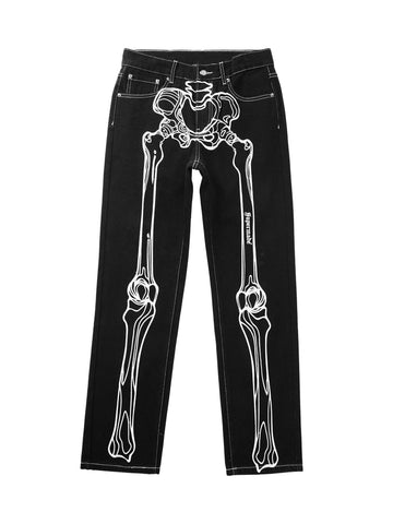 Hip Hop Bones Embroidered Jeans - 1859