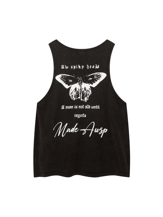 Retro Butterfly Goth Letter Print Vest Tank Top