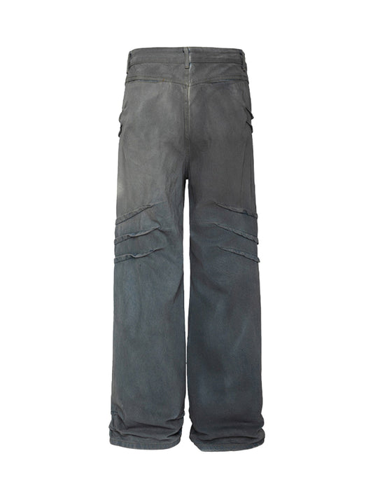 Dirty Wash Design Fleece Straight Leg Jeans