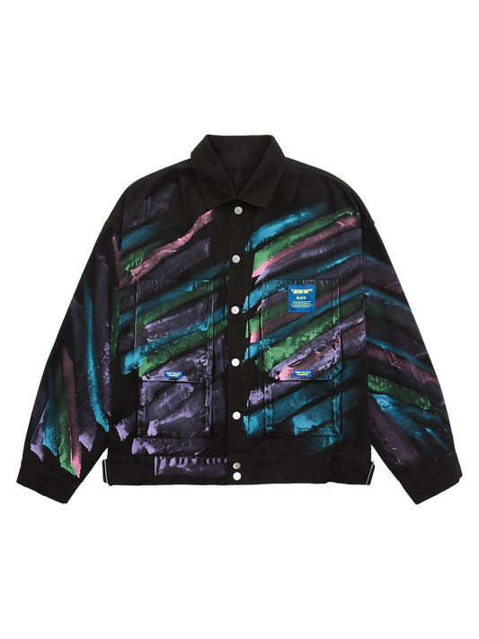 Hip-hop Hand-painted Graffiti Denim Jacket - 2010