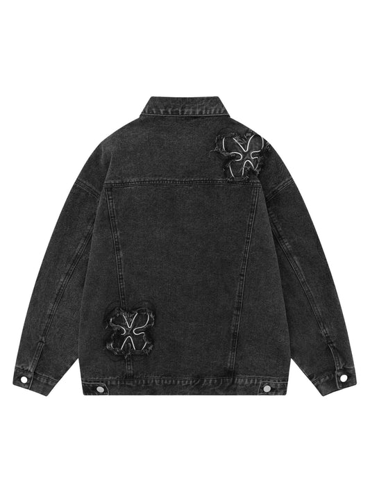 Floral Patch Embroidered Denim Jacket