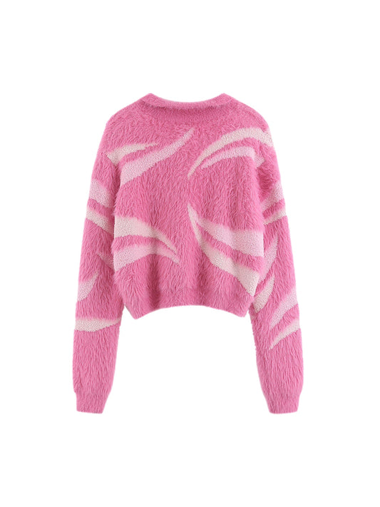 Thesupermade Sweet Cool Hot Girl Style Knitted Long-sleeved Short Sweater