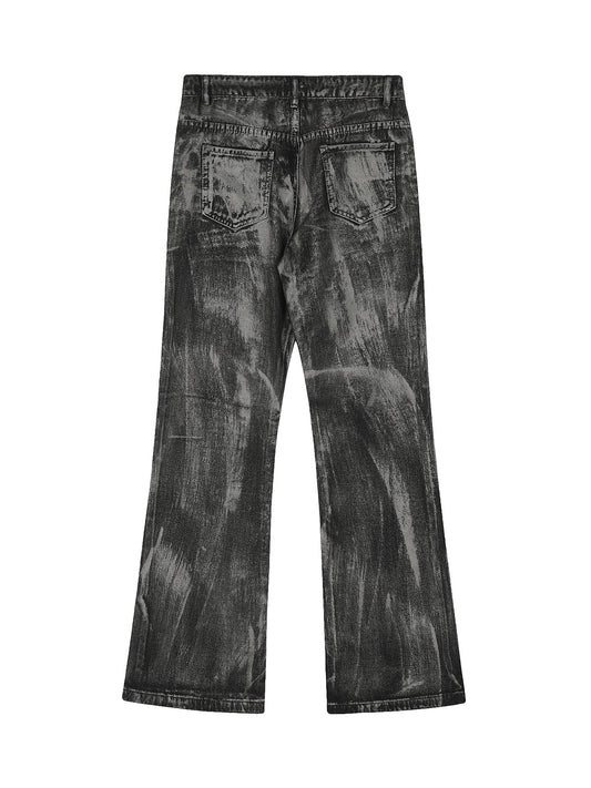 Heavy Washed Ink Splash Graffiti Hip-Hop Jeans