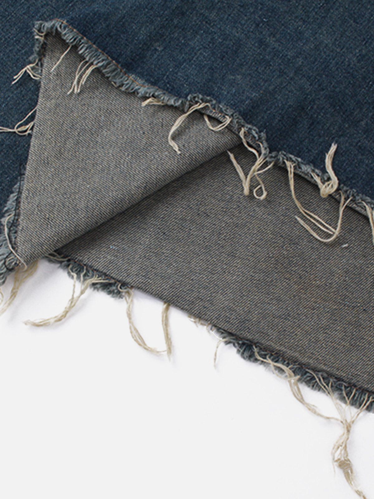 Slit Washed Denim Skirt