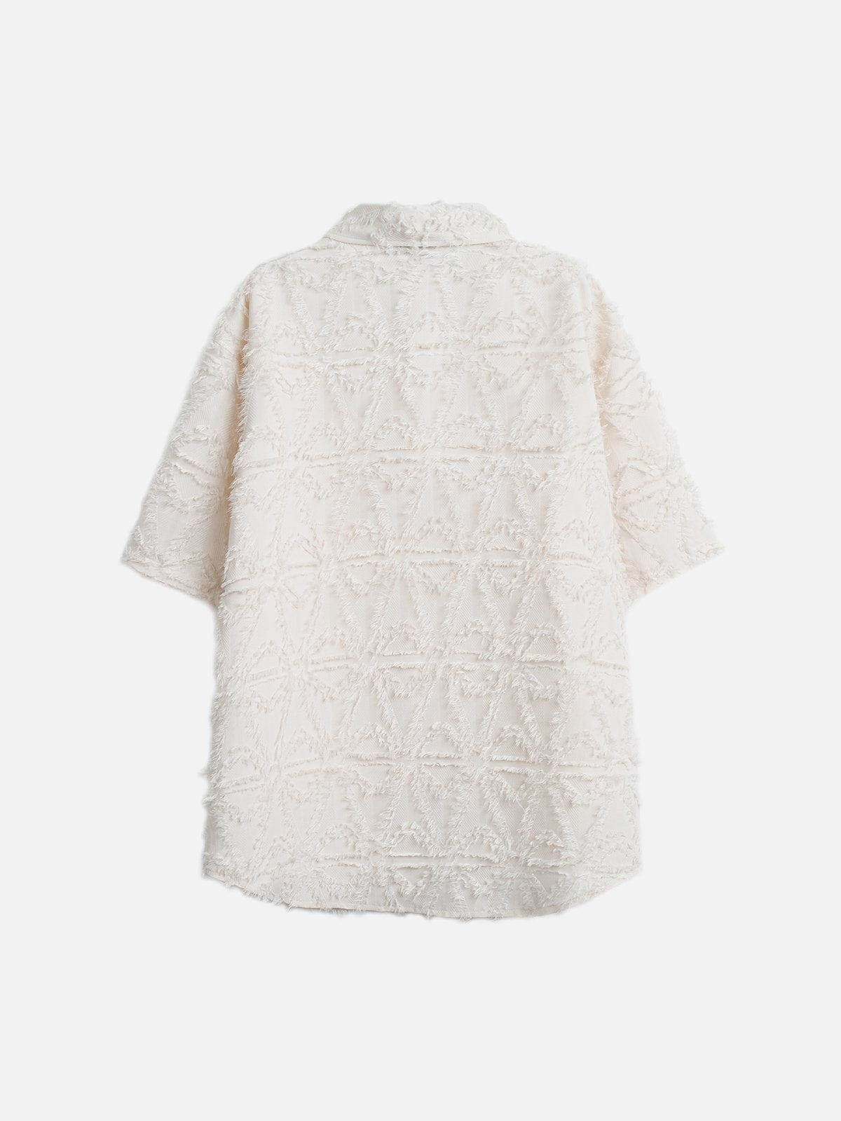 Diagonal Placket Tassels Short Sleeve Shirt