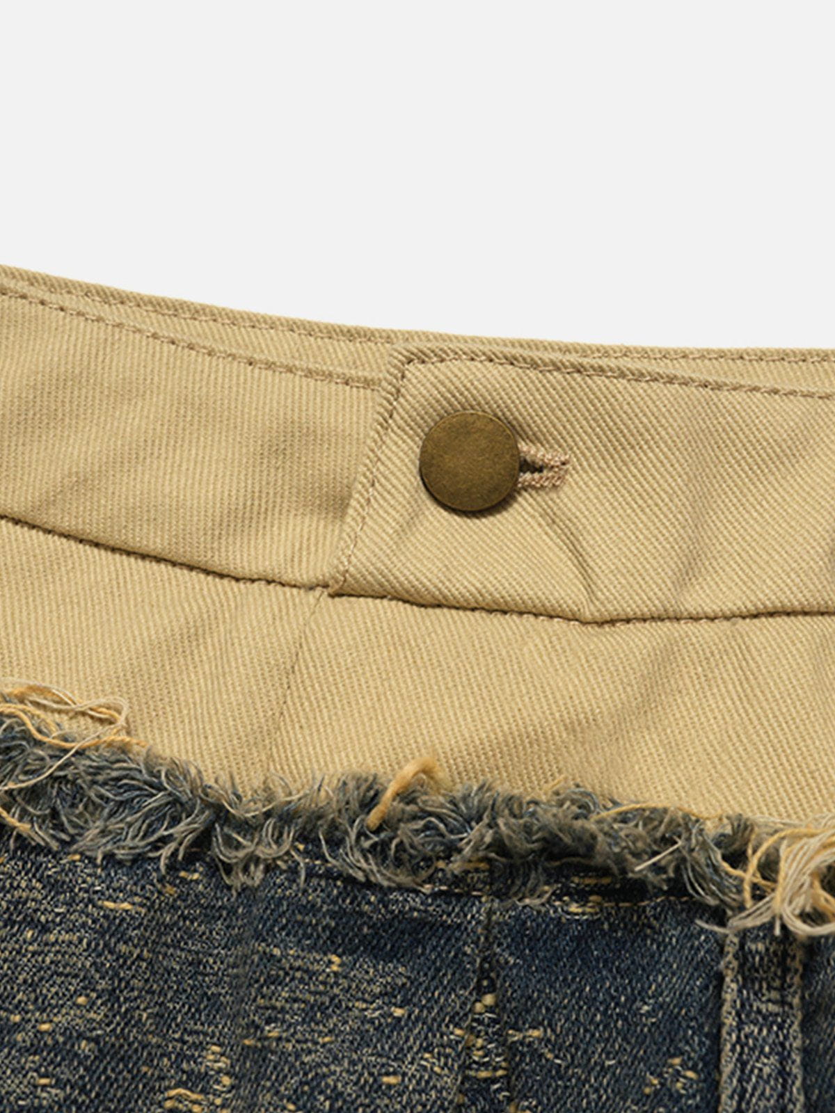 Fringe Patchwork Denim Skirt