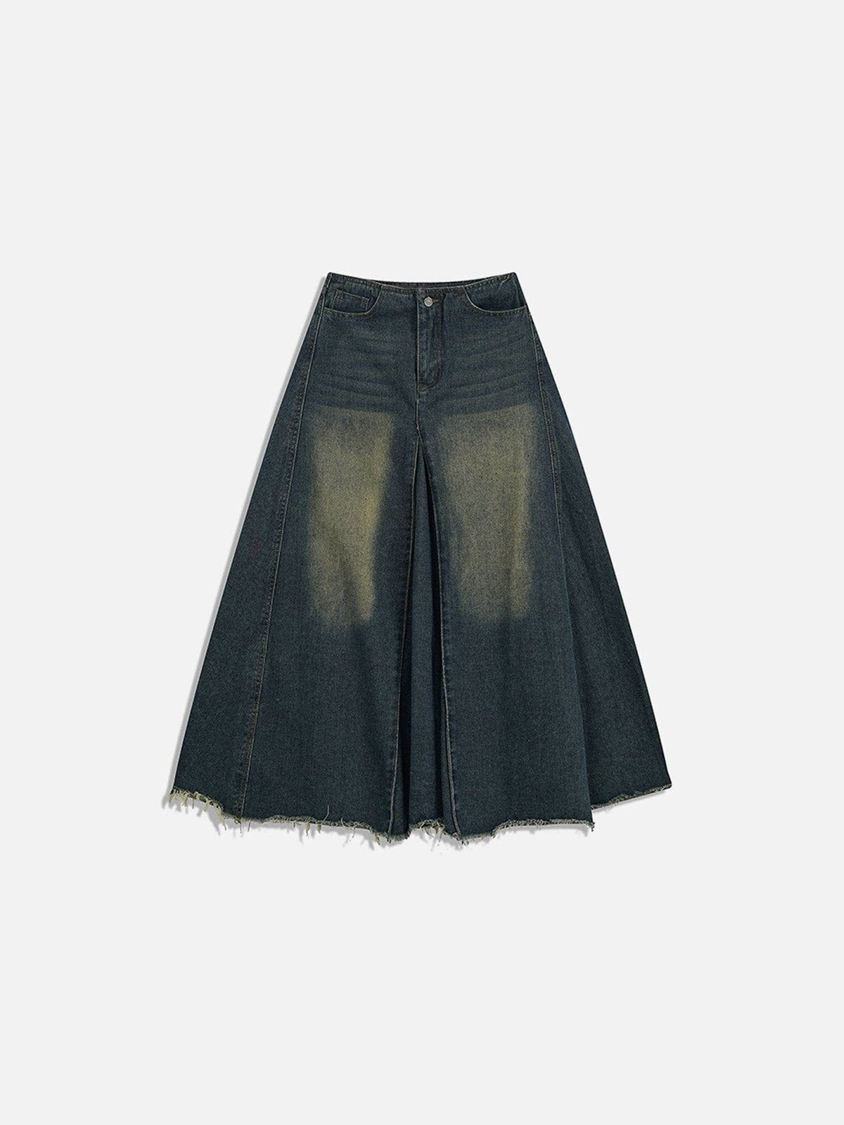 Slit Washed Denim Skirt