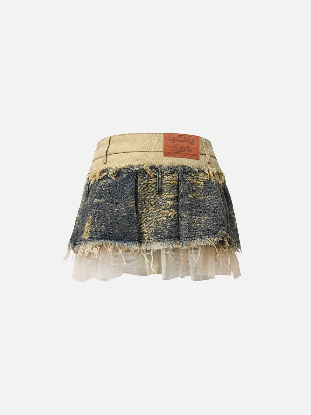 Fringe Patchwork Denim Skirt