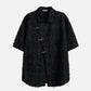 Diagonal Placket Tassels Short Sleeve Shirt