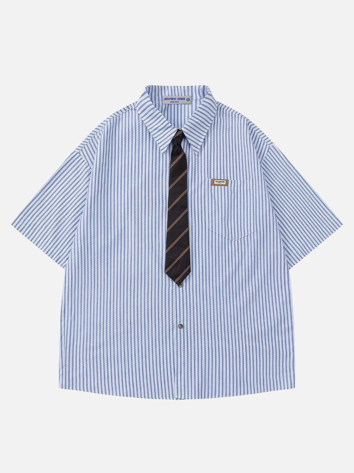 Vertical Stripes Short Sleeve Shirt