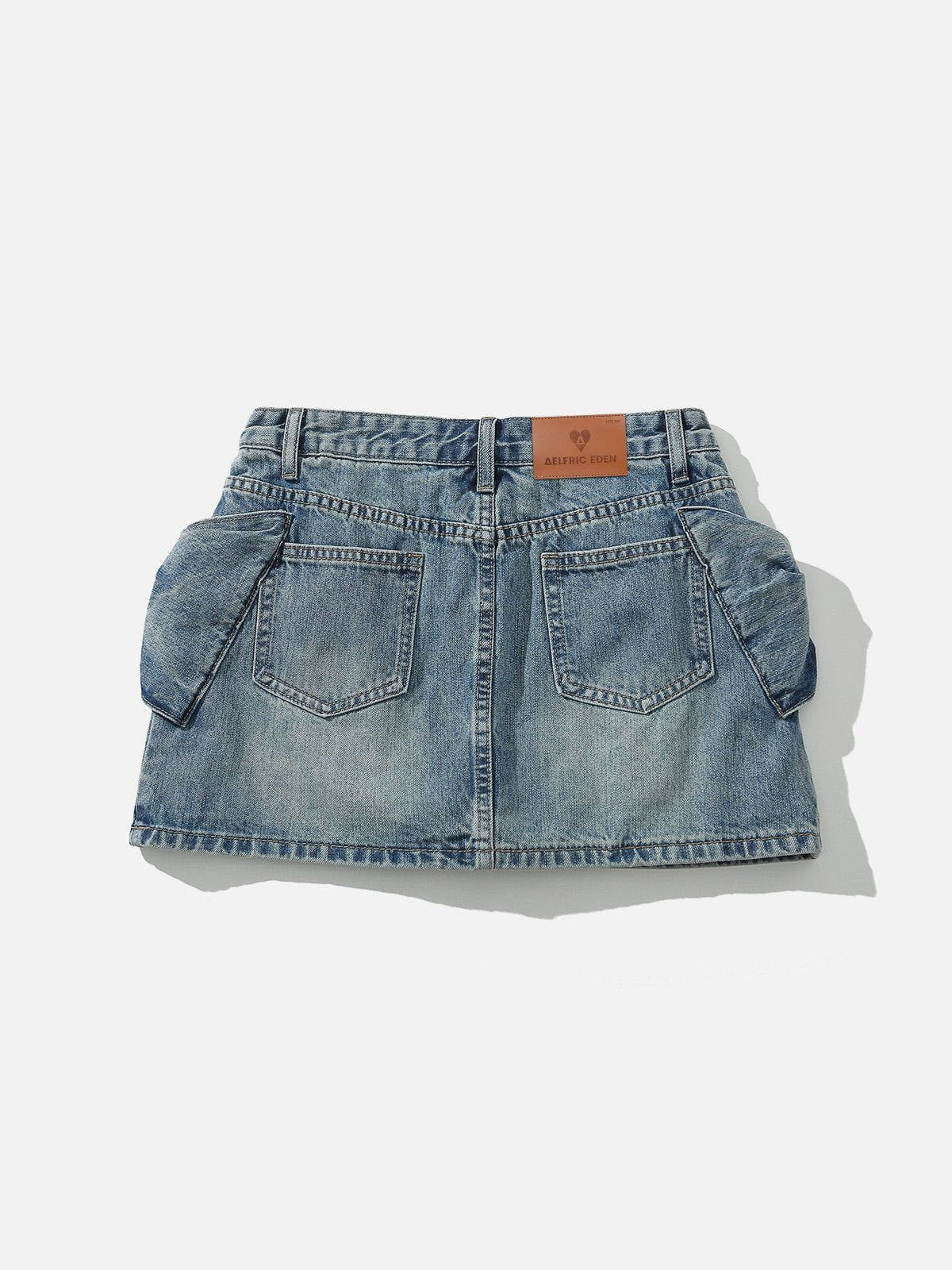 Bow Washed Denim Skirt