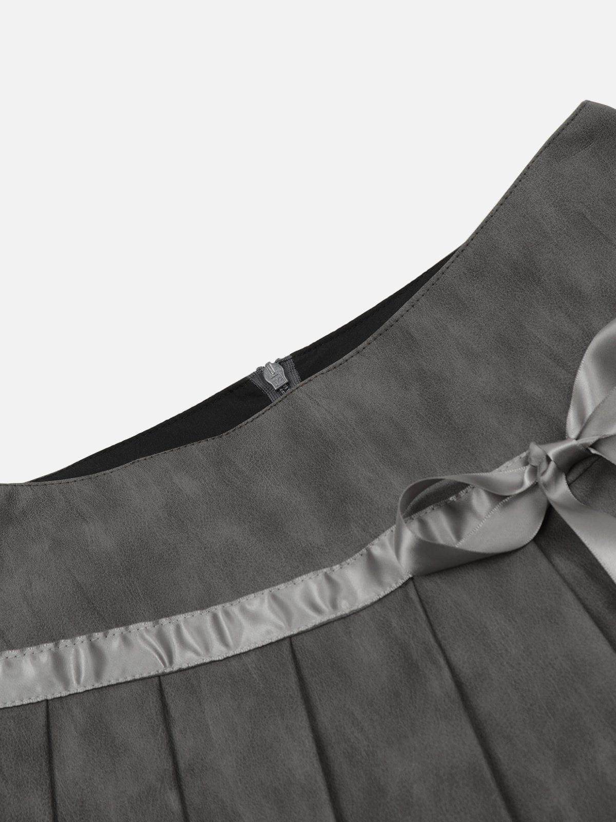 Lace Wrinkle Faux Leather Skirt