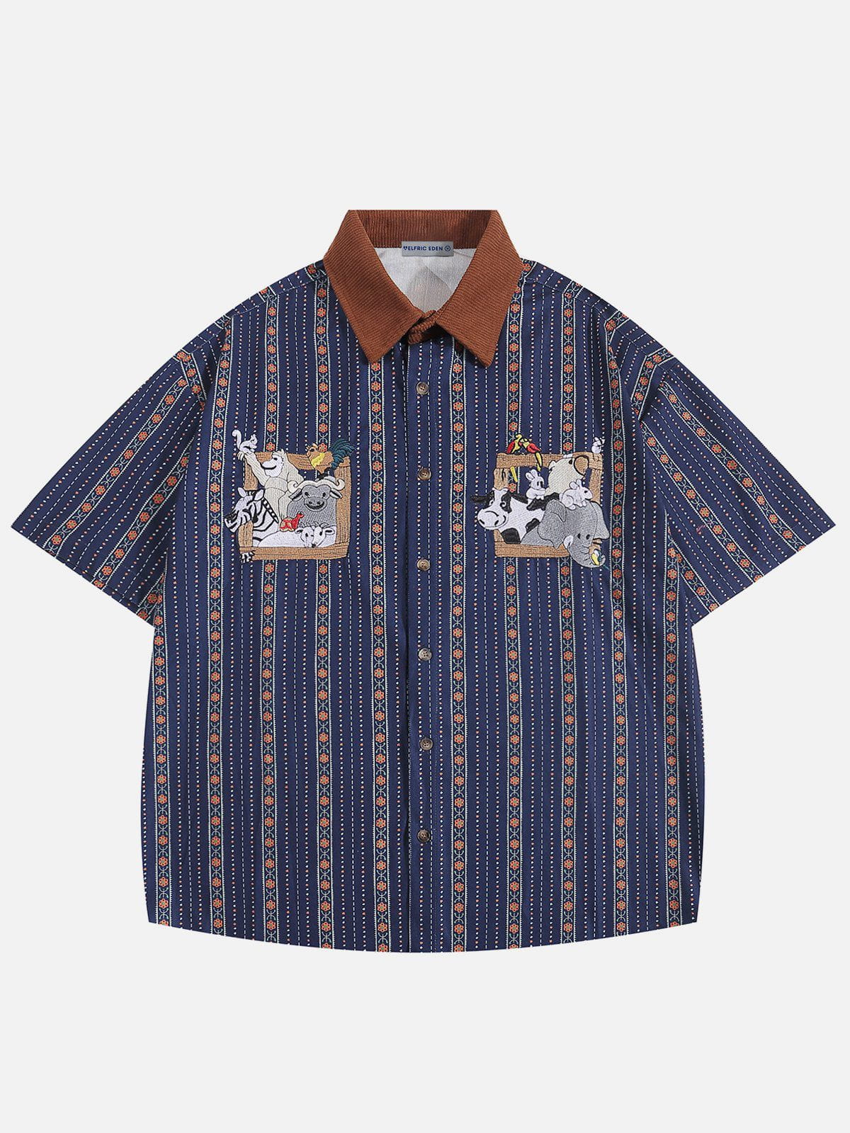 Embroidery Animal Short Sleeve Shirt