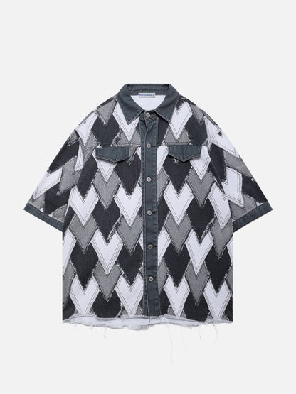 Heart Patchwork Short Sleeve Shirt