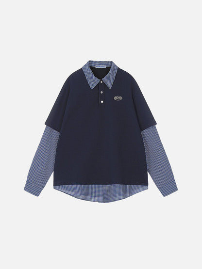 Double Layer Polo Long Sleeve Tee