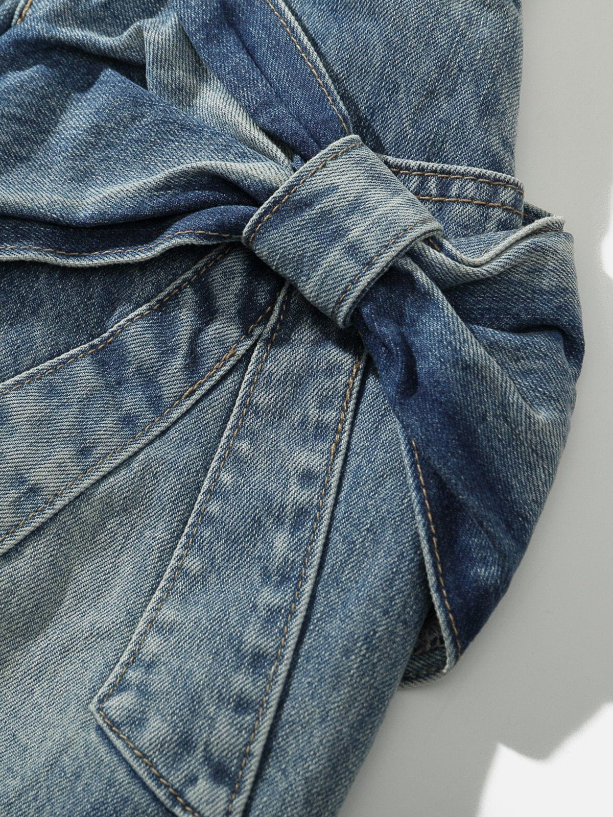 Bow Washed Denim Skirt