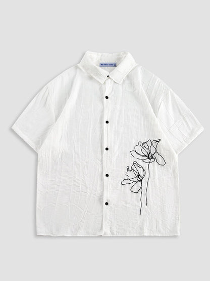Flower Texture Short Sleeve Shirt