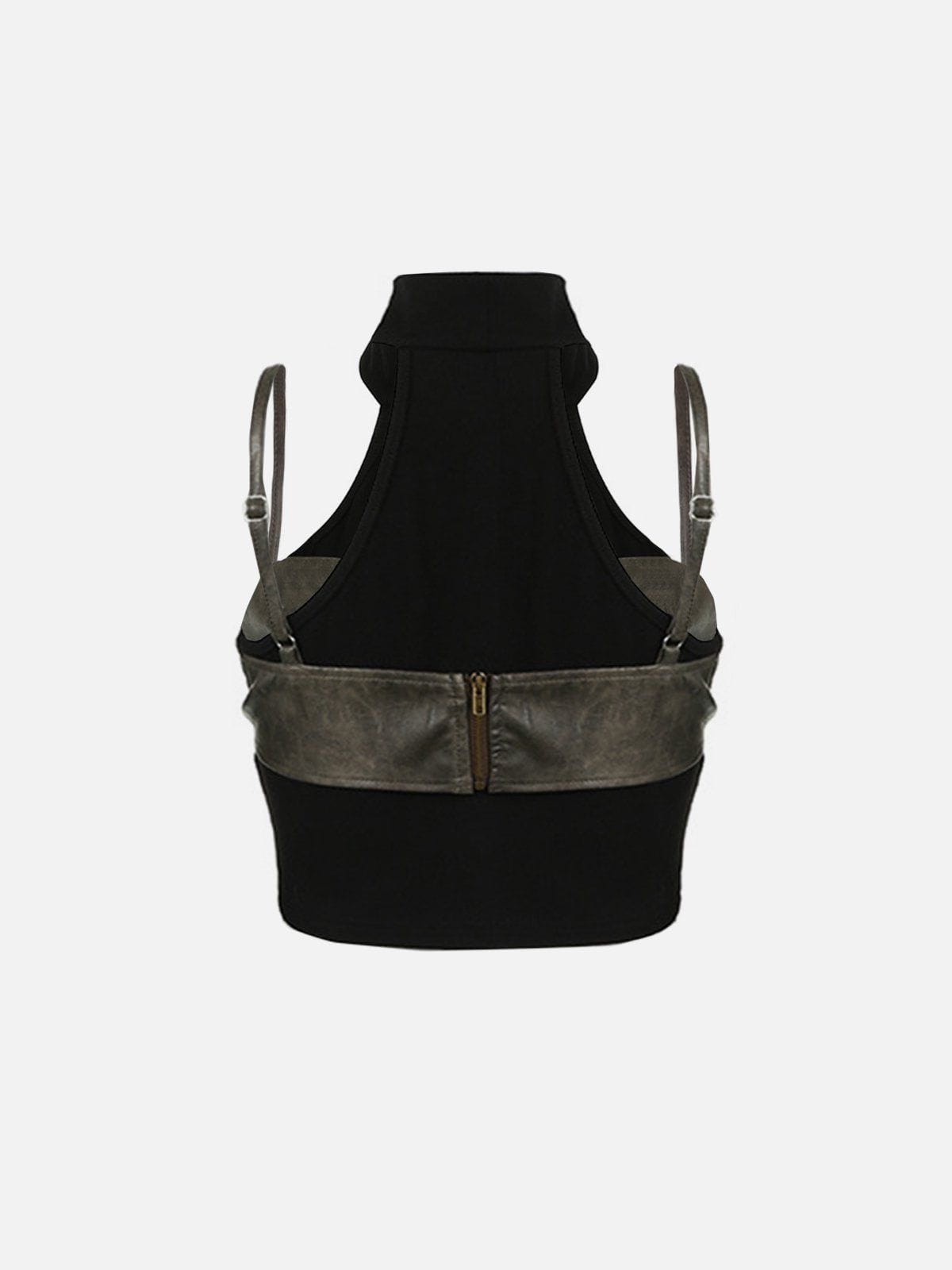 Faux Leather Patchwork Tank Top