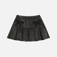Embroidery Bow Faux Leather Skirt