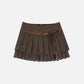 Lace Wrinkle Faux Leather Skirt