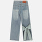 Plaid Bow Loose Jeans
