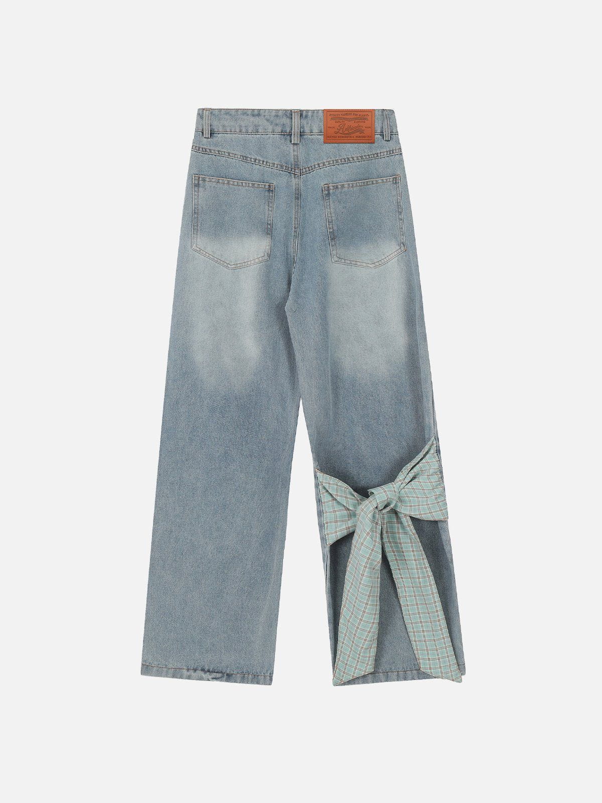 Plaid Bow Loose Jeans