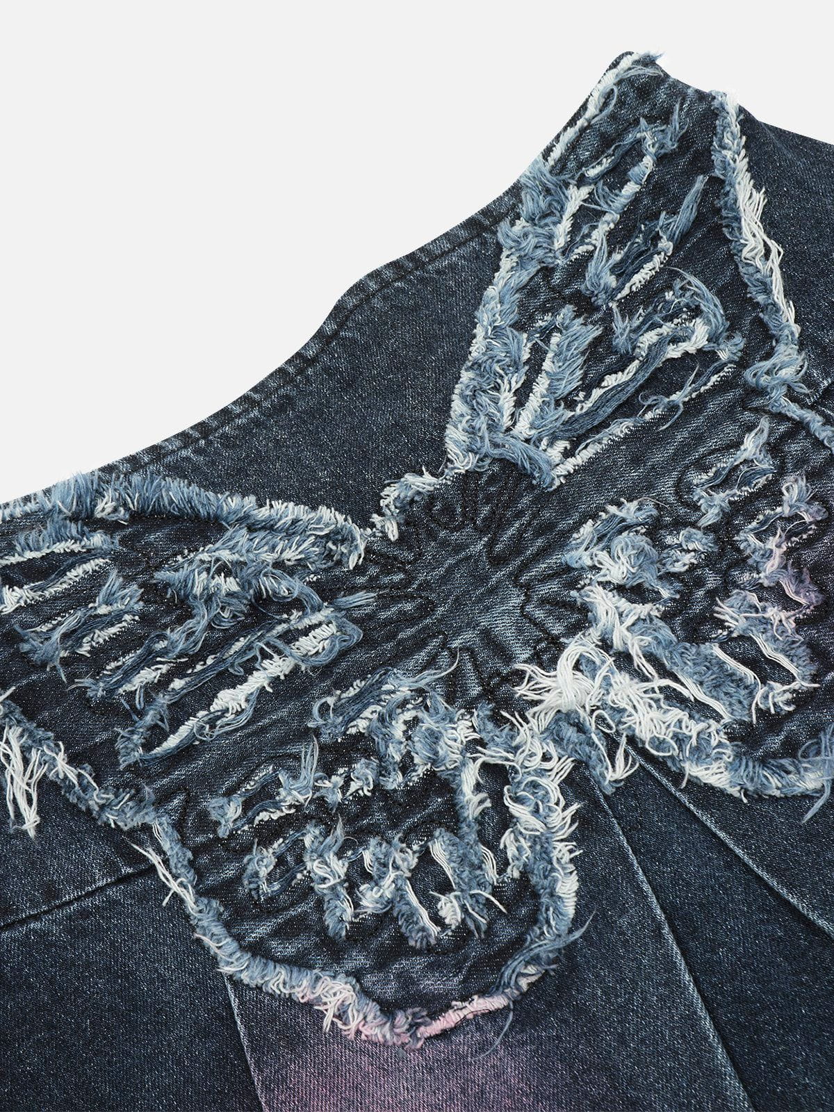 Fringe Butterfly Denim Skirt